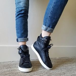 Rag & Bone Black Leather Hightop Sneakers